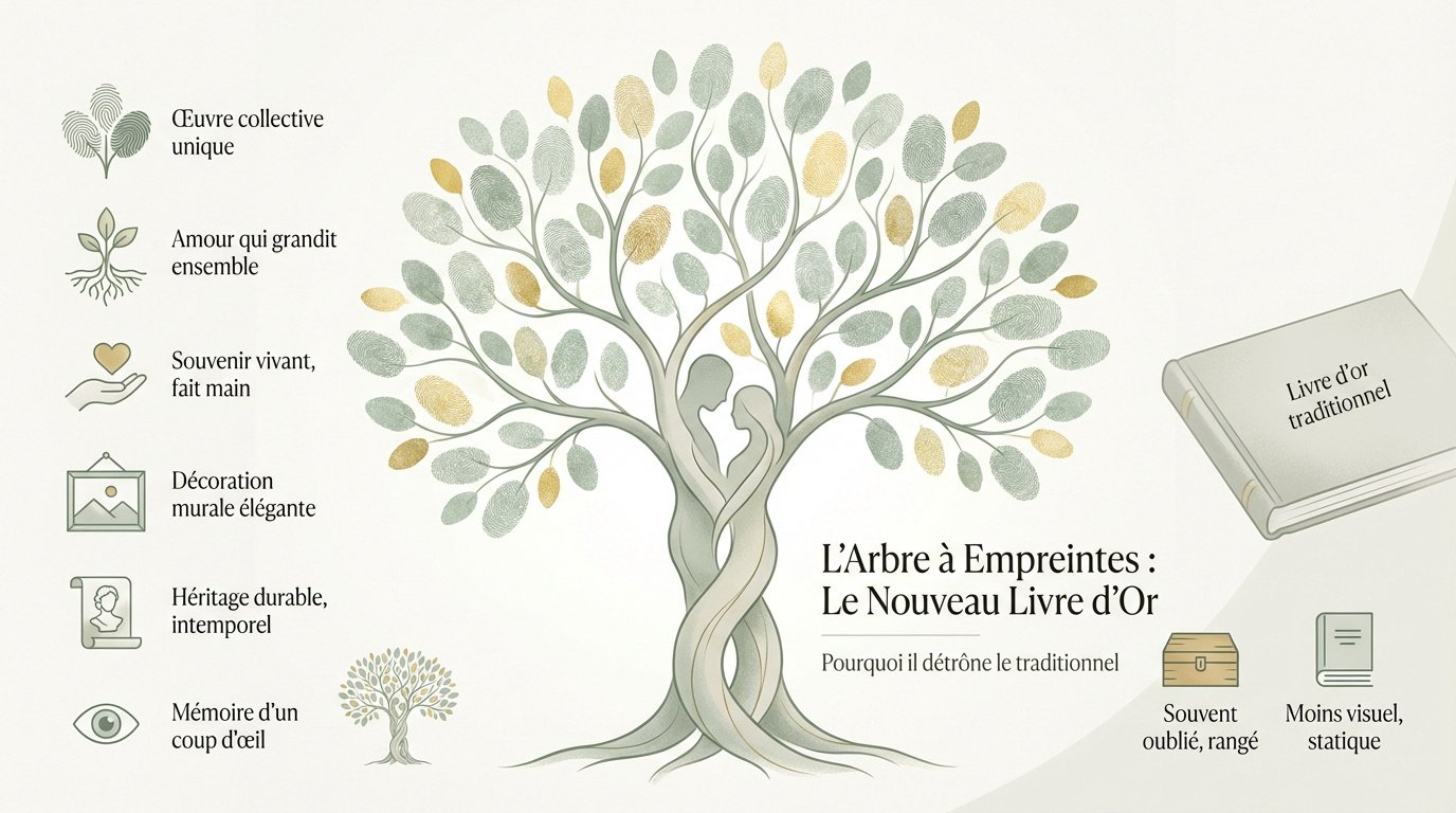 Toile de mariage arbre à empreinte personnalisée